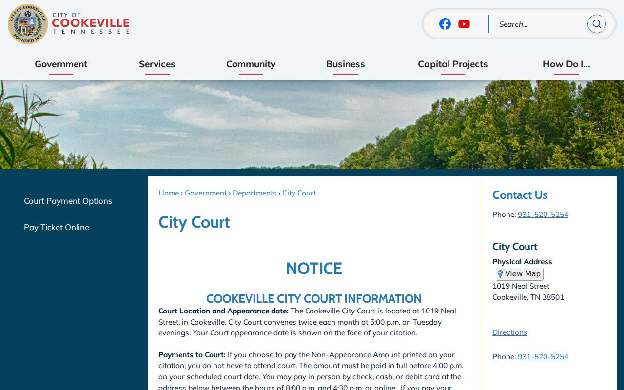 Putnam County traffic warrant reference to Cookeville City Court citation rules