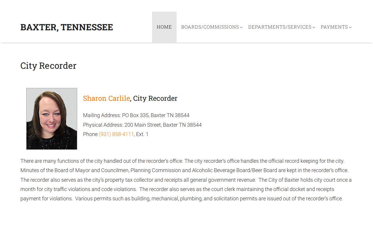 Putnam County municipal warrant reference to Baxter's monthly City Court and recorder