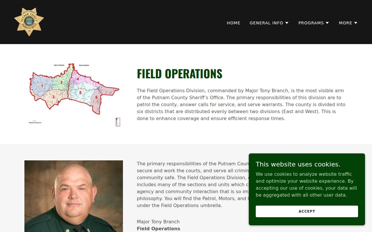 Putnam County arrest warrant service role of Sheriff's Field Operations