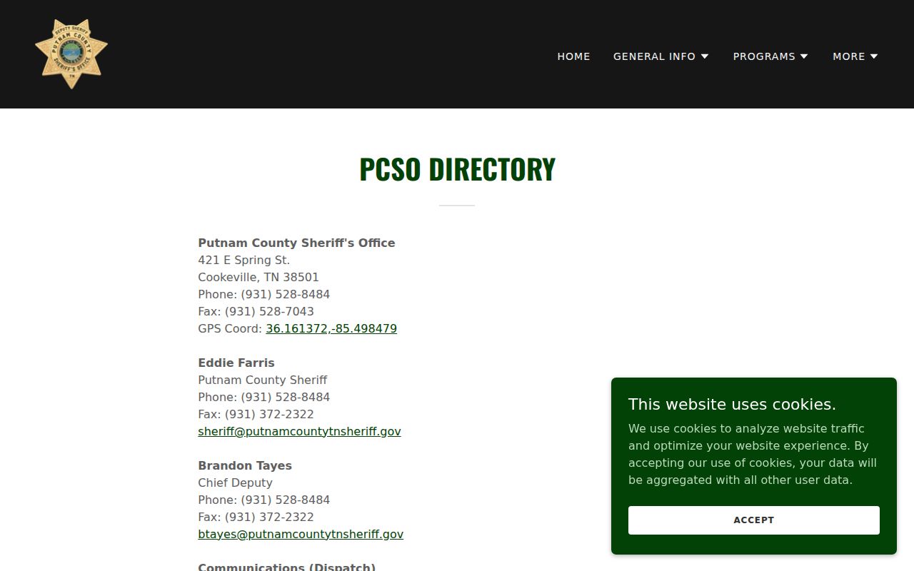 Putnam County warrant records contact for the Sheriff's Warrants Division